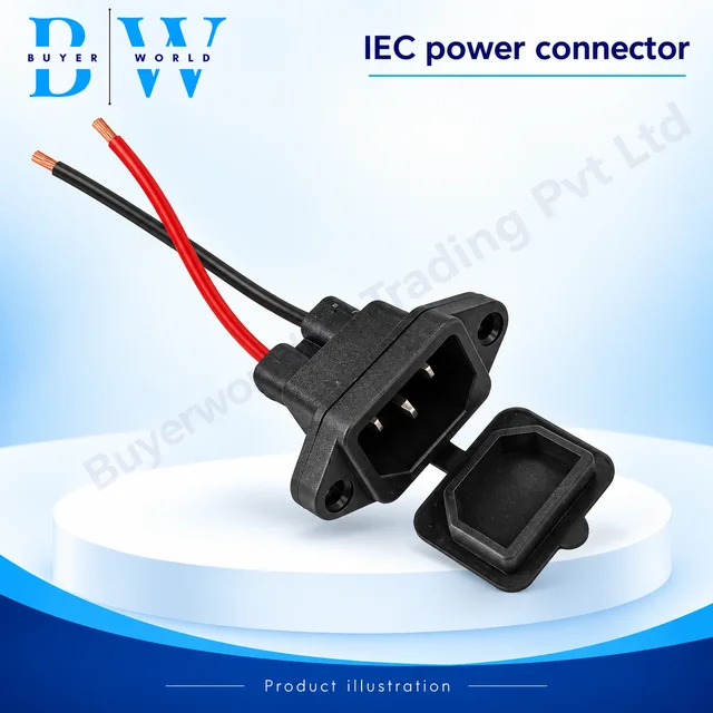 IEC Male -Rubber CAP with 15 cm 14 AWG Wire — Connector